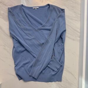 Elegant Sky Blue V-Neck Sweater